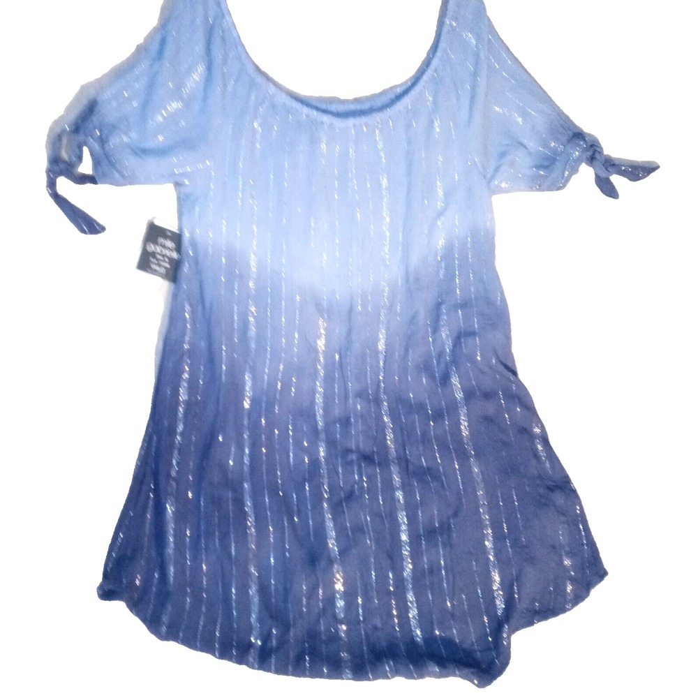 Mlle Gabrielle Sz XL Lined Tunic Top Dress Fadeaway Glitter Off-Shoulder